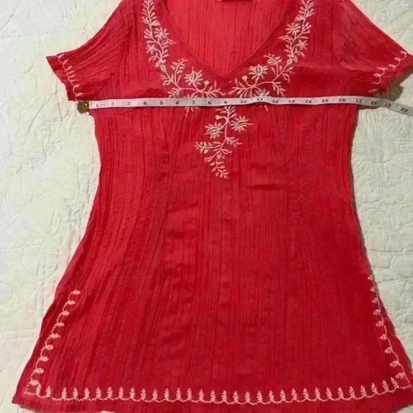 Cato Coral‎ Embroidered Blouse Size Small - Picture 2 of 5